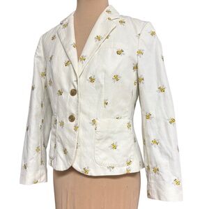 DAUGHTERS OF THE LIBERATION blazer jacket white bumble bees cropped fitted white